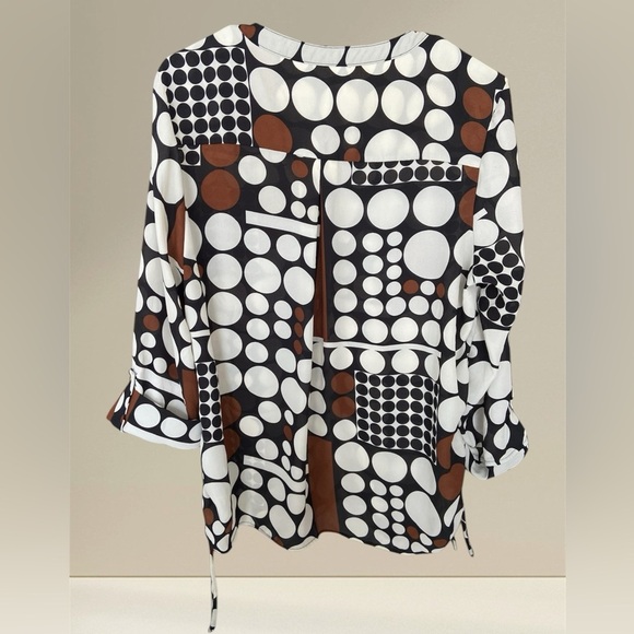 Cato blouse, Mod Print, Size, Black, White, and Brown, Size L - Picture 2 of 3